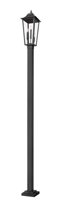 Outdoor Post Mounted Fixture Z-Lite 5008PHBS-536P-BK Black Gannon 3 Light Outdoor Post Mounted Fixture Z-Lite