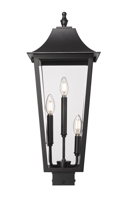 Outdoor Post Mount Fixture Z-Lite 5008PHBS-BK Black Gannon 3 Light Outdoor Post Mount Fixture Z-Lite