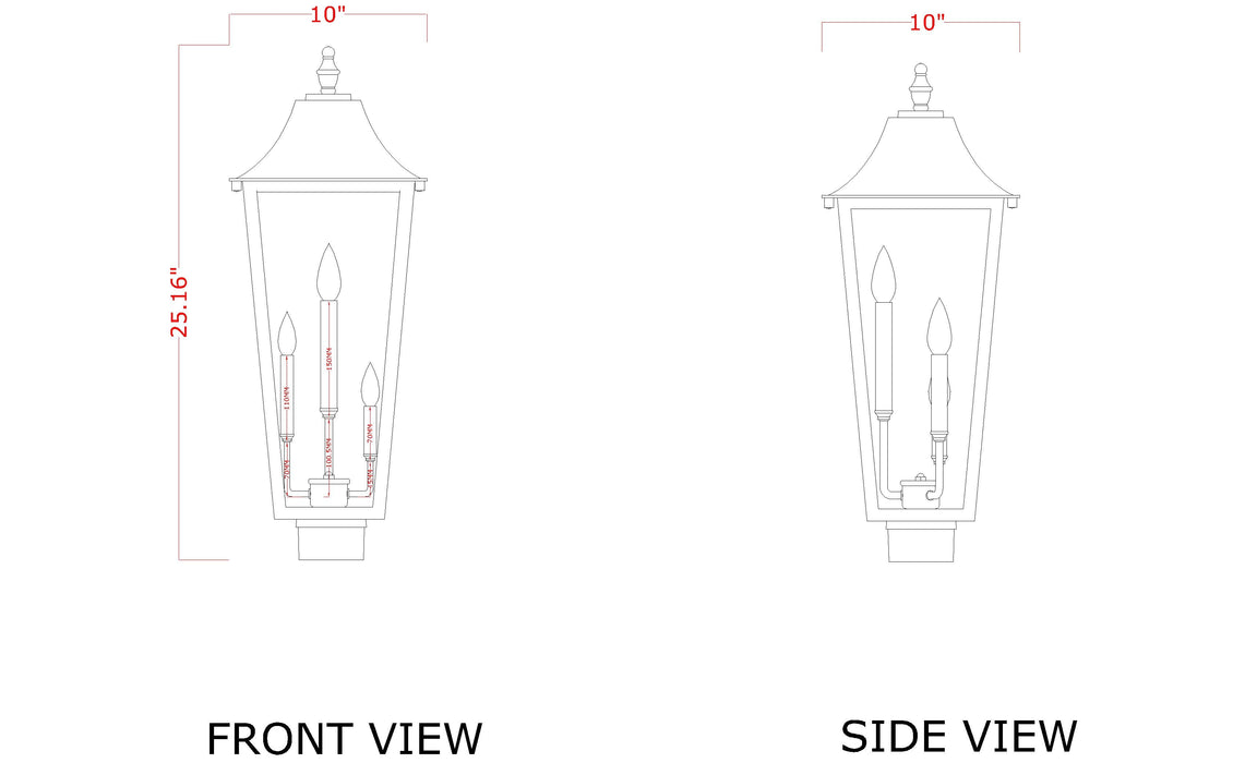 Outdoor Post Mount Fixture Z-Lite 5008PHBS-BK Black Gannon 3 Light Outdoor Post Mount Fixture Z-Lite