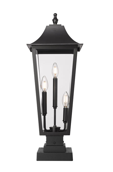 Outdoor Pier Mounted Fixture Z-Lite 5008PHBS-SQPM-BK Black Gannon 3 Light Outdoor Pier Mounted Fixture Z-Lite