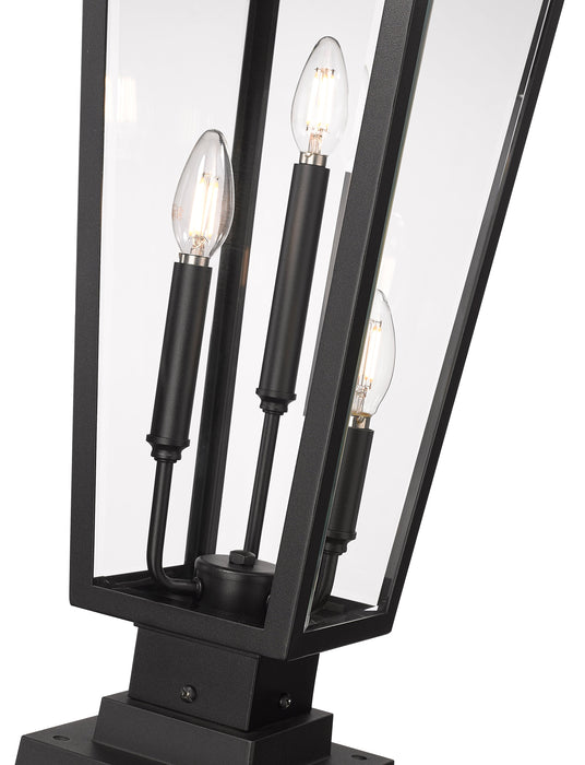 Outdoor Pier Mounted Fixture Z-Lite 5008PHBS-SQPM-BK Black Gannon 3 Light Outdoor Pier Mounted Fixture Z-Lite