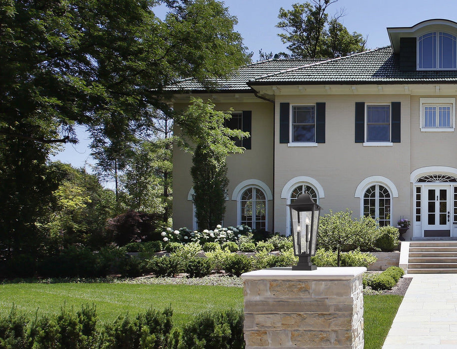 Outdoor Pier Mounted Fixture Z-Lite 5008PHBS-SQPM-BK Black Gannon 3 Light Outdoor Pier Mounted Fixture Z-Lite