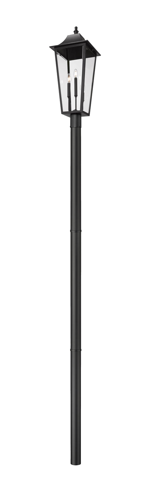 Outdoor Post Mounted Fixture Z-Lite 5008PHXLR-5009P96-BK Black Gannon 3 Light Outdoor Post Mount Fixture Z-Lite