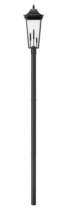 Outdoor Post Mounted Fixture Z-Lite 5008PHXLR-5009P96-BK Black Gannon 3 Light Outdoor Post Mount Fixture Z-Lite