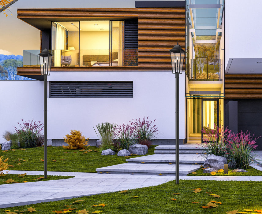 Outdoor Post Mounted Fixture Z-Lite 5008PHXLR-5009P96-BK Black Gannon 3 Light Outdoor Post Mount Fixture Z-Lite