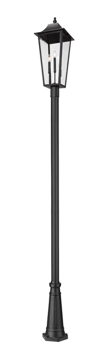 Outdoor Post Mounted Fixture Z-Lite 5008PHXLR-5011P-BK Black Gannon 3 Light Outdoor Post Mounted Fixture Z-Lite