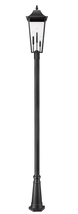 Outdoor Post Mounted Fixture Z-Lite 5008PHXLR-5011P-BK Black Gannon 3 Light Outdoor Post Mounted Fixture Z-Lite