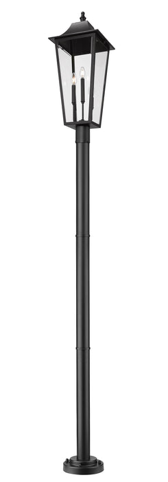 Outdoor Post Mounted Fixture Z-Lite 5008PHXLR-5012P-BK Black Gannon 3 Light Outdoor Post Mount Fixture Z-Lite