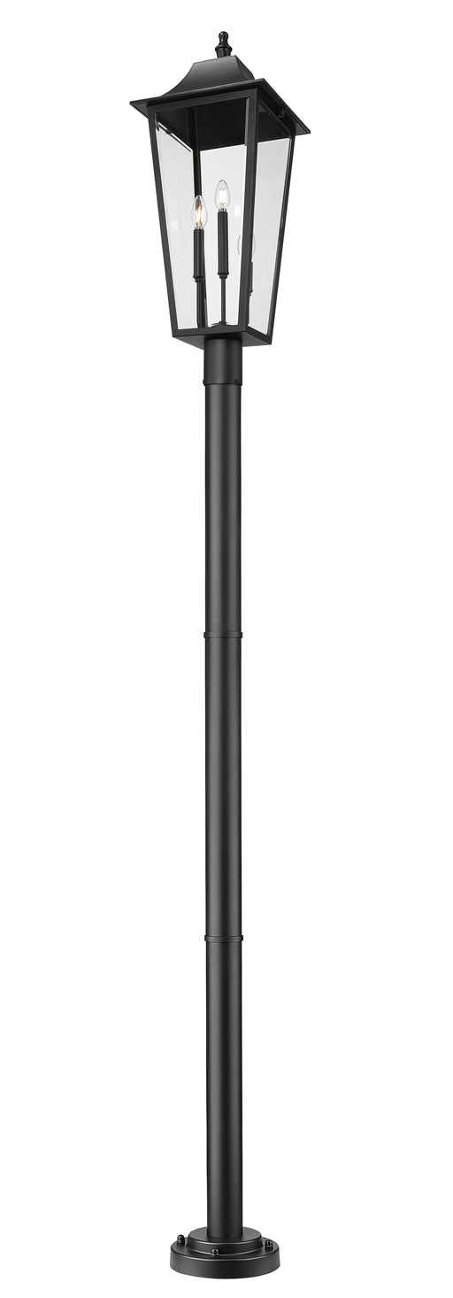 Outdoor Post Mounted Fixture Z-Lite 5008PHXLR-5012P-BK Black Gannon 3 Light Outdoor Post Mount Fixture Z-Lite