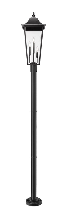Outdoor Post Mounted Fixture Z-Lite 5008PHXLR-5012P-BK Black Gannon 3 Light Outdoor Post Mount Fixture Z-Lite