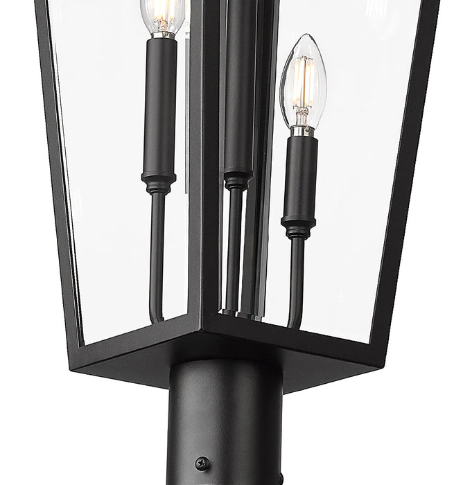 Outdoor Post Mounted Fixture Z-Lite 5008PHXLR-5012P-BK Black Gannon 3 Light Outdoor Post Mount Fixture Z-Lite