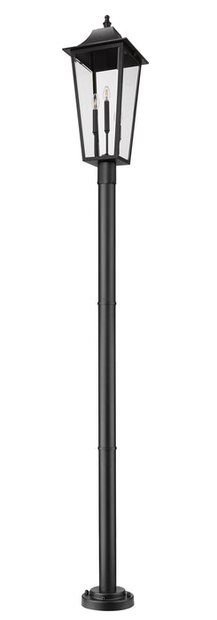 Outdoor Post Mounted Fixture Z-Lite 5008PHXLR-5012P-BK Black Gannon 3 Light Outdoor Post Mount Fixture Z-Lite