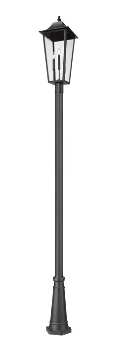 Outdoor Post Mounted Fixture Z-Lite 5008PHXLR-519P-BK Black Gannon 3 Light Outdoor Post Mounted Fixture Z-Lite