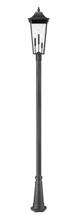 Outdoor Post Mounted Fixture Z-Lite 5008PHXLR-519P-BK Black Gannon 3 Light Outdoor Post Mounted Fixture Z-Lite