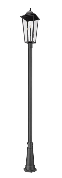 Outdoor Post Mounted Fixture Z-Lite 5008PHXLR-519P-BK Black Gannon 3 Light Outdoor Post Mounted Fixture Z-Lite