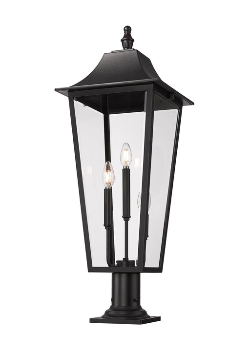 Outdoor Pier Mounted Fixture Z-Lite 5008PHXLR-533PM-BK Black Gannon 3 Light Outdoor Pier Mounted Fixture Z-Lite