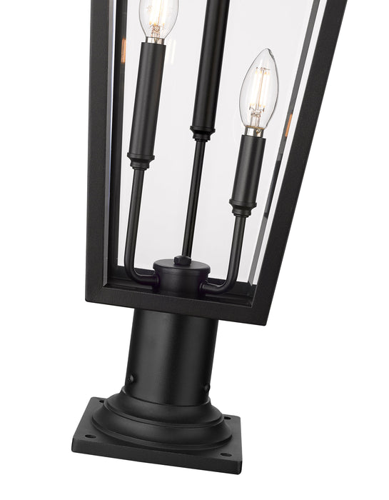 Outdoor Pier Mounted Fixture Z-Lite 5008PHXLR-533PM-BK Black Gannon 3 Light Outdoor Pier Mounted Fixture Z-Lite