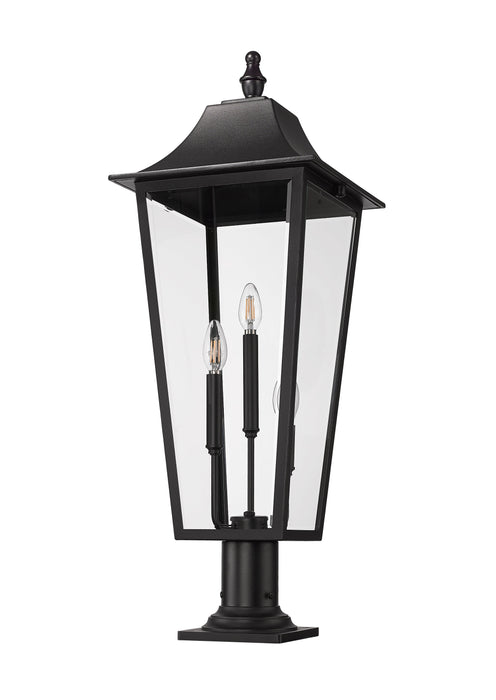 Outdoor Pier Mounted Fixture Z-Lite 5008PHXLR-533PM-BK Black Gannon 3 Light Outdoor Pier Mounted Fixture Z-Lite