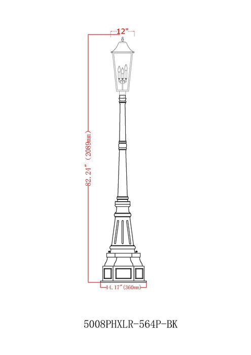 Outdoor Post Mounted Fixture Z-Lite 5008PHXLR-564P-BK Black Gannon 3 Light Outdoor Post Mounted Fixture Z-Lite
