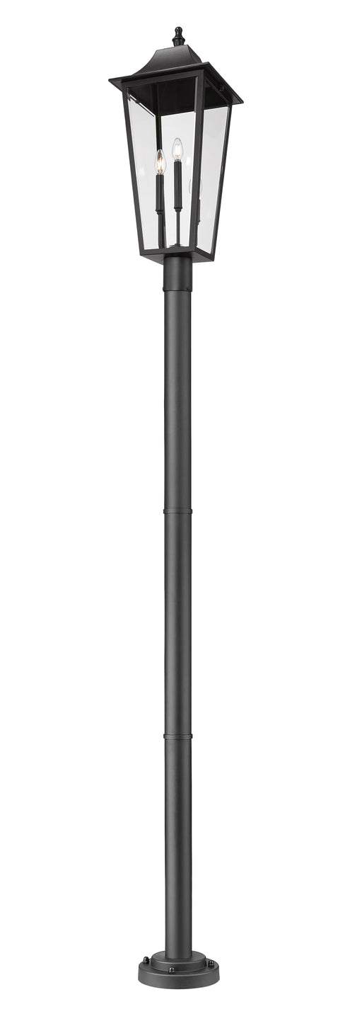 Outdoor Post Mounted Fixture Z-Lite 5008PHXLR-567P-BK Black Gannon 3 Light Outdoor Post Mount Fixture Z-Lite