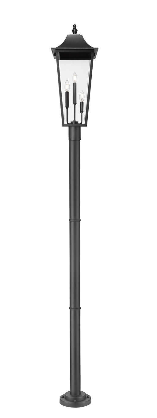 Outdoor Post Mounted Fixture Z-Lite 5008PHXLR-567P-BK Black Gannon 3 Light Outdoor Post Mount Fixture Z-Lite
