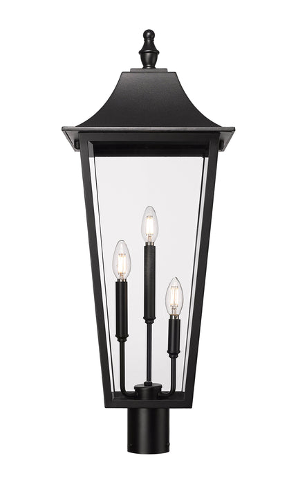 Outdoor Post Mount Fixture Z-Lite 5008PHXLR-BK Black Gannon 3 Light Outdoor Post Mount Fixture Z-Lite