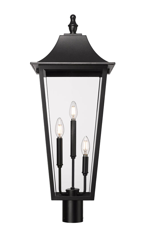 Outdoor Post Mount Fixture Z-Lite 5008PHXLR-BK Black Gannon 3 Light Outdoor Post Mount Fixture Z-Lite