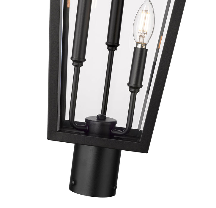 Outdoor Post Mount Fixture Z-Lite 5008PHXLR-BK Black Gannon 3 Light Outdoor Post Mount Fixture Z-Lite