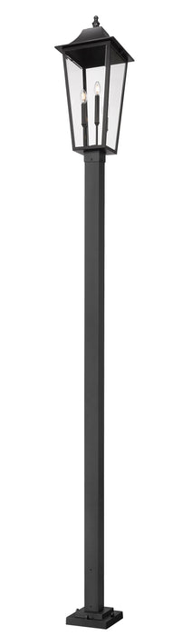 Outdoor Post Mounted Fixture Z-Lite 5008PHXLS-536P-BK Black Gannon 3 Light Outdoor Post Mounted Fixture Z-Lite