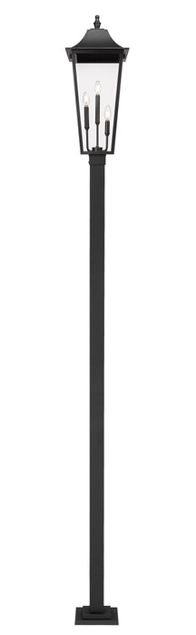 Outdoor Post Mounted Fixture Z-Lite 5008PHXLS-536P-BK Black Gannon 3 Light Outdoor Post Mounted Fixture Z-Lite