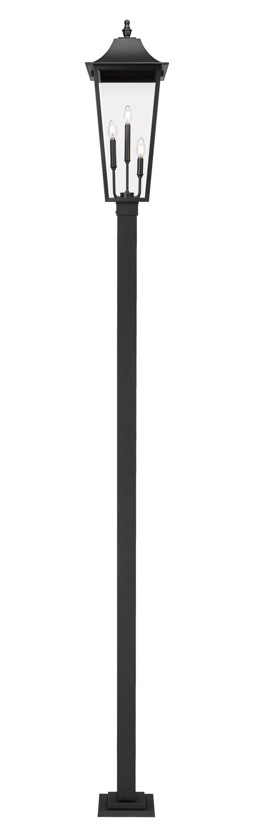 Outdoor Post Mounted Fixture Z-Lite 5008PHXLS-536P-BK Black Gannon 3 Light Outdoor Post Mounted Fixture Z-Lite