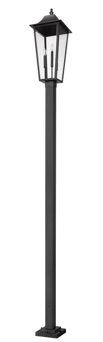 Outdoor Post Mounted Fixture Z-Lite 5008PHXLS-536P-BK Black Gannon 3 Light Outdoor Post Mounted Fixture Z-Lite