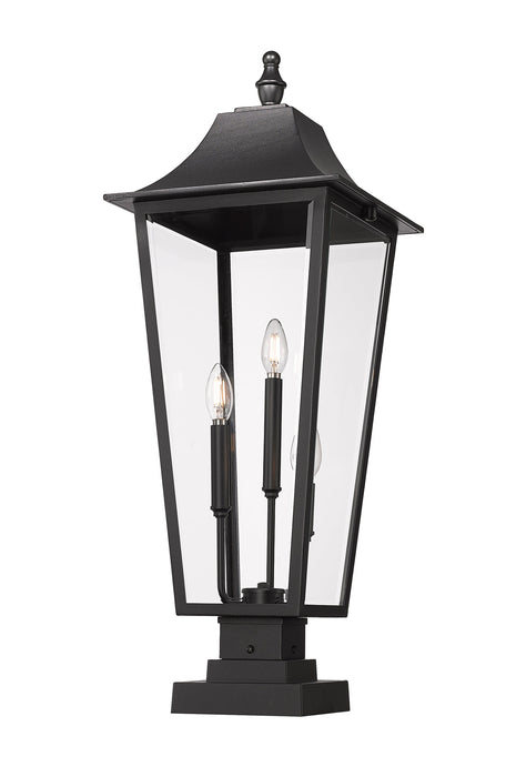 Outdoor Pier Mounted Fixture Z-Lite 5008PHXLS-SQPM-BK Black Gannon 3 Light Outdoor Pier Mounted Fixture Z-Lite
