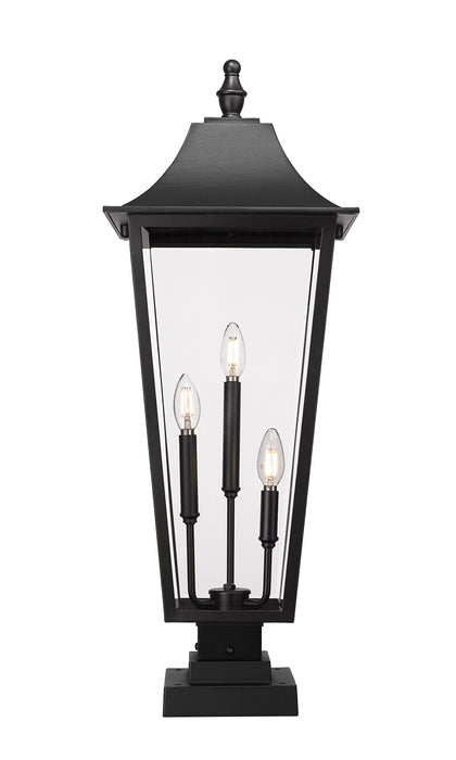 Outdoor Pier Mounted Fixture Z-Lite 5008PHXLS-SQPM-BK Black Gannon 3 Light Outdoor Pier Mounted Fixture Z-Lite