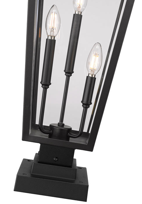 Outdoor Pier Mounted Fixture Z-Lite 5008PHXLS-SQPM-BK Black Gannon 3 Light Outdoor Pier Mounted Fixture Z-Lite