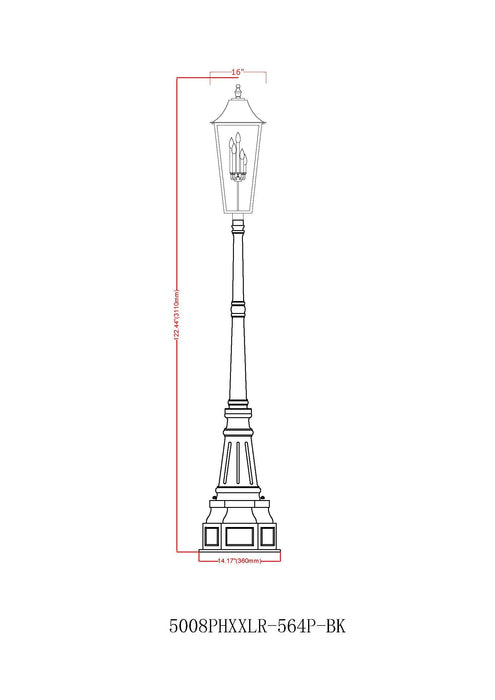 Outdoor Post Mounted Fixture Z-Lite 5008PHXXLR-564P-BK Black Gannon 5 Light Outdoor Post Mounted Fixture Z-Lite