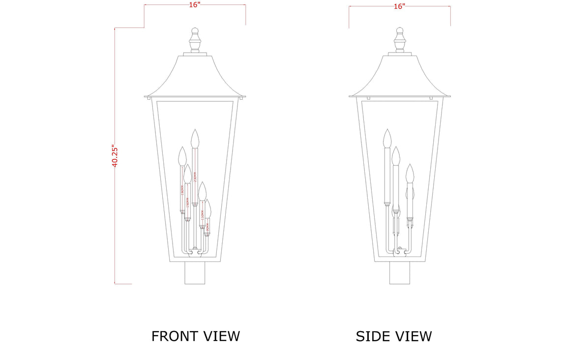 Outdoor Post Mount Fixture Z-Lite 5008PHXXLR-BK Black Gannon 5 Light Outdoor Post Mount Fixture Z-Lite