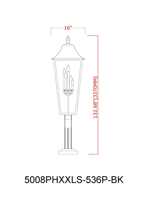 Outdoor Post Mounted Fixture Z-Lite 5008PHXXLS-536P-BK Black Gannon 5 Light Outdoor Post Mount Fixture Z-Lite