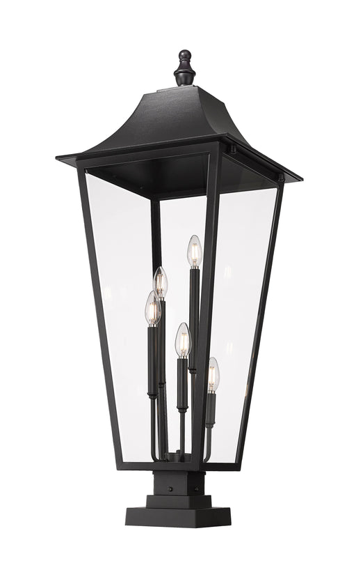 Outdoor Pier Mounted Fixture Z-Lite 5008PHXXLS-SQPM-BK Black Gannon 5 Light Outdoor Pier Mounted Fixture Z-Lite