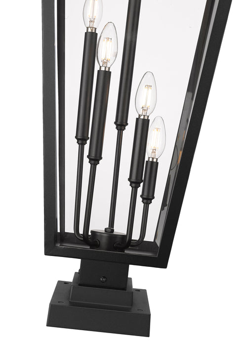 Outdoor Pier Mounted Fixture Z-Lite 5008PHXXLS-SQPM-BK Black Gannon 5 Light Outdoor Pier Mounted Fixture Z-Lite