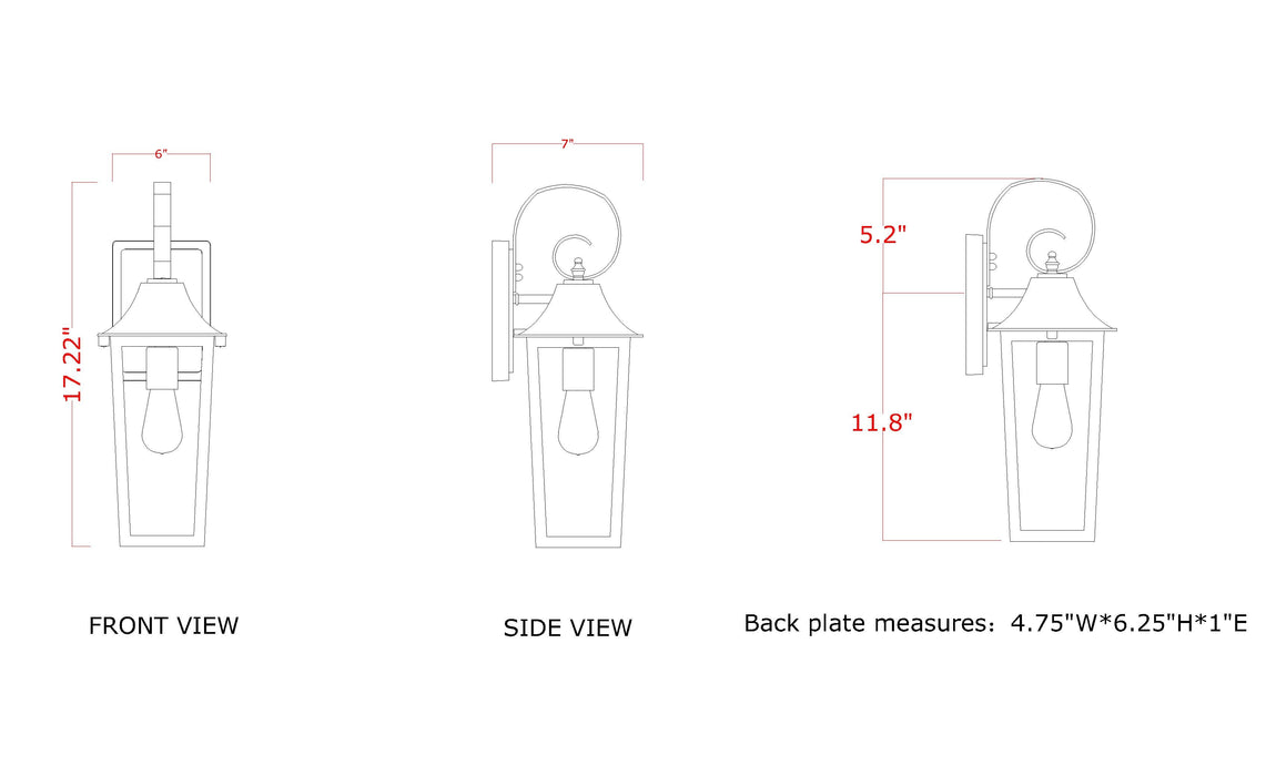 Outdoor Wall Light Z-Lite 5008S-BK Black Gannon 1 Light Outdoor Wall Light Z-Lite