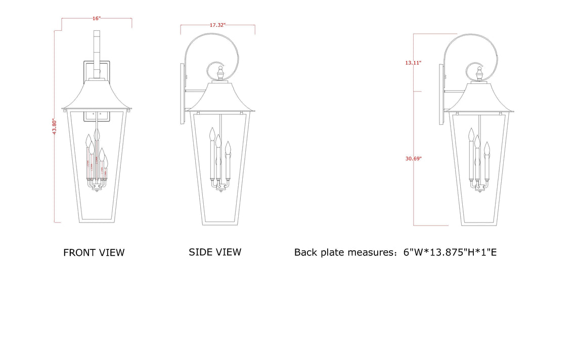 Outdoor Wall Light Z-Lite 5008XXL-BK Black Gannon 5 Light Outdoor Wall Light Z-Lite