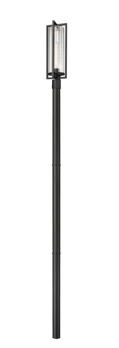 Outdoor Post Mounted Fixture Z-Lite 5013PHBR-5009P96-BK Black Aura 1 Light Outdoor Post Mounted Fixture Z-Lite