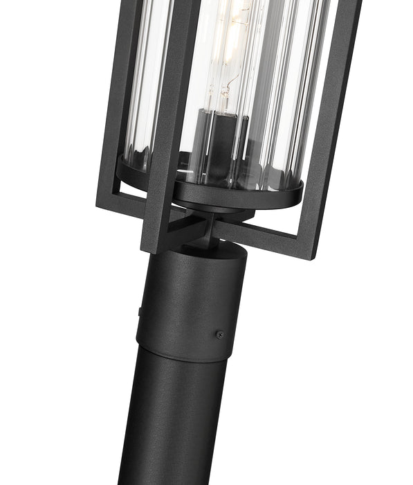 Outdoor Post Mounted Fixture Z-Lite 5013PHBR-5009P96-BK Black Aura 1 Light Outdoor Post Mounted Fixture Z-Lite