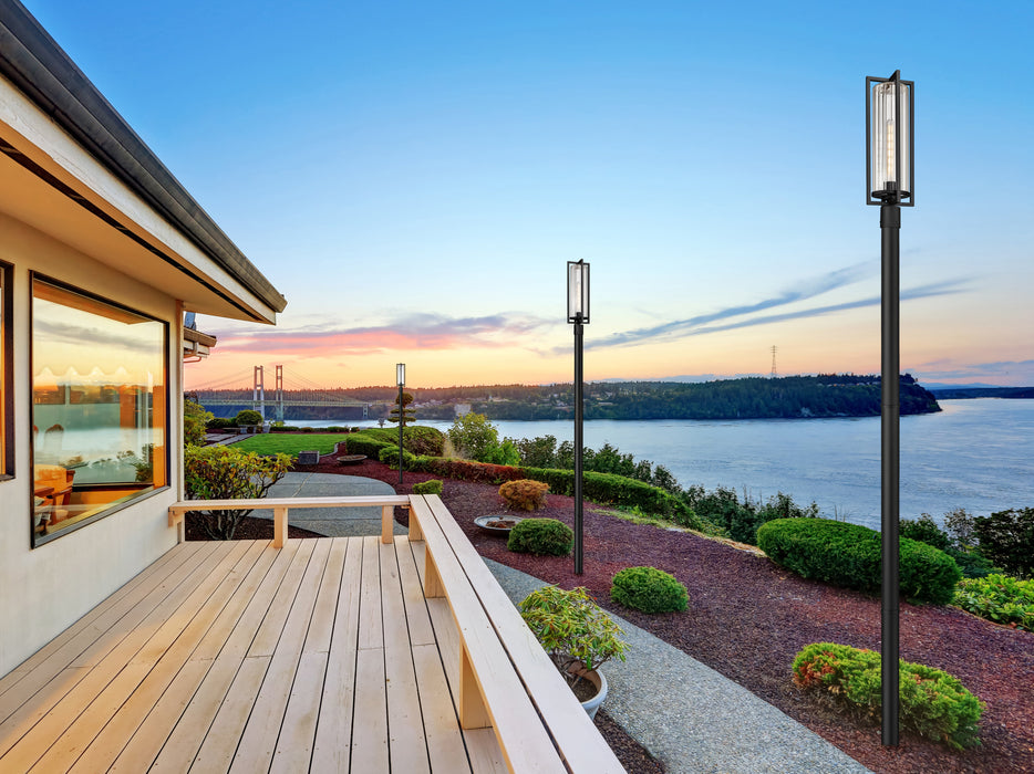 Outdoor Post Mounted Fixture Z-Lite 5013PHBR-5009P96-BK Black Aura 1 Light Outdoor Post Mounted Fixture Z-Lite