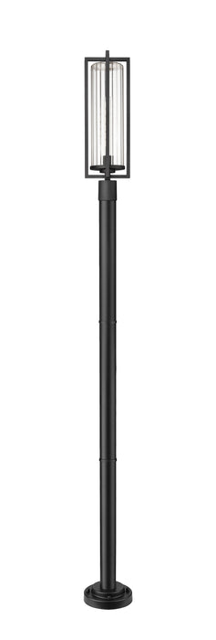 Outdoor Post Mounted Fixture Z-Lite 5013PHBR-5012P-BK Black Aura 1 Light Outdoor Post Mounted Fixture Z-Lite