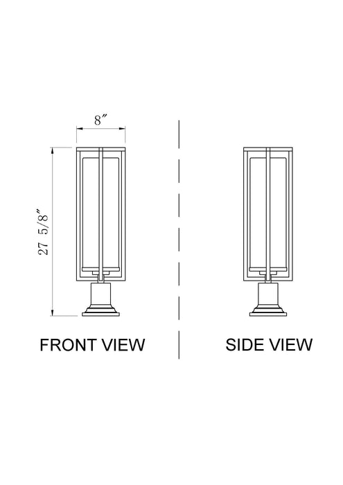 Outdoor Pier Mounted Fixture Z-Lite 5013PHBR-533PM-BK Black Aura 1 Light Outdoor Pier Mounted Fixture Z-Lite