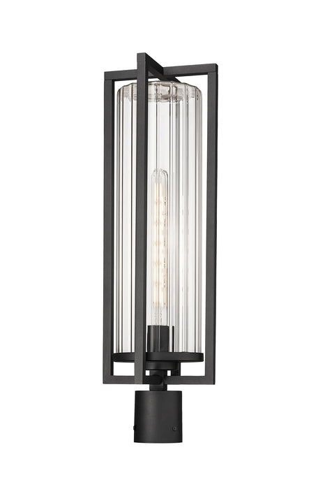 Outdoor Post Mount Fixture Z-Lite 5013PHBR-BK Black Aura 1 Light Outdoor Post Mount Fixture Z-Lite