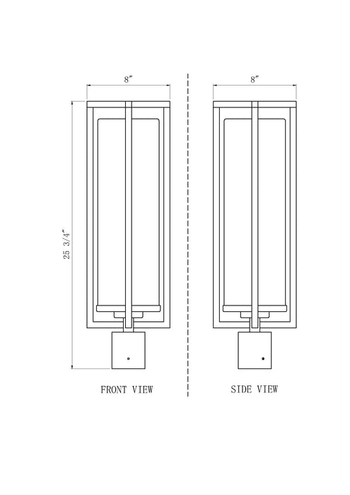 Outdoor Post Mount Fixture Z-Lite 5013PHBR-BK Black Aura 1 Light Outdoor Post Mount Fixture Z-Lite