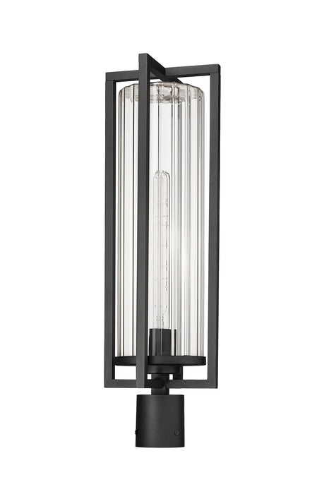 Outdoor Post Mount Fixture Z-Lite 5013PHBR-BK Black Aura 1 Light Outdoor Post Mount Fixture Z-Lite